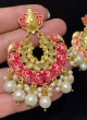 Studded Kundan Deep Pink Earrings