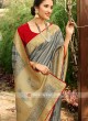 Silk Saree In Grey Color