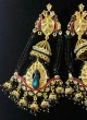 Designer Peacock Motifs Black Earrigns