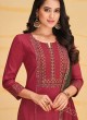 Shagufta Maroon and Mehndi Pant Style Salwar Kameez