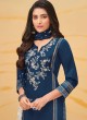 Shagufta Blue Embroidered Pant Style Salwar Kameez