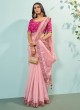 Designer Light Pink Organza Silk Saree