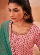 Shagufta Pink and Rama Green Art Silk Salwar Kameez