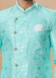 Wedding Wear Sea Green Color Indowestern Set