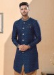 Traditional Look Navy Blue Indowestern Set