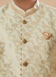 Woven Embroidered Cream Color Indowestern Set