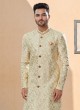 Woven Embroidered Cream Color Indowestern Set