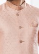 Light Pink Jacquard Silk Indowestern For Men