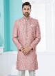 Wedding Wear Onion Pink Mens Indowestern Set