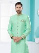 Light Sea Green Woven Work Indowestern Set