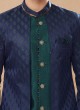 Wedding Wear Bottle Green And Navy Blue Indowestern For Men