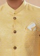 Yellow And Off White Dhoti Style Indowestern For Men