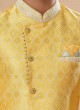 Yellow Jacqurad Silk Indowestern For Wedding