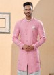 Woven Work Pink Color Indowestern Set