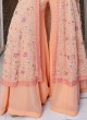 Peach Color Palazzo Set With Long Jacket