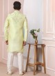 Art Banarasi Silk Pista Green Sherwani