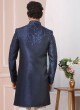 Navy Blue Designer Art Banarasi Silk Sherwani