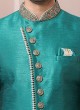 Teal Green Indowestern In Art Banarasi Silk