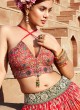 Designer Red and Orange Embroidered Silk Lehenga Choli