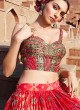 Designer Red Silk Bandhani Printed Lehenga Choli