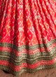 Designer Red Silk Bandhani Printed Lehenga Choli