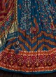 Peacock Blue Silk Printed Lehenga Choli For Women