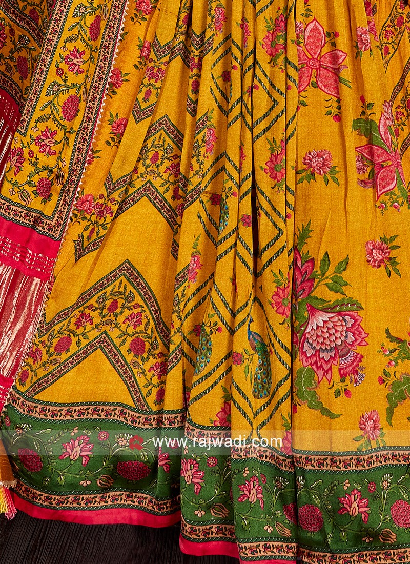 Impressive Yellow hotsell Patola lehengacholi forwomen readytowear inUSA , FreeShipping Indian Designer PureCottonWithFoil And Printed lehenga Choli