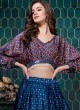 Blue Ajrakh Printed Designer Silk Lehenga Choli