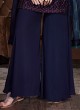 Designer Sequins Work Palazzo Suit In Navy Blue