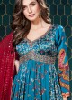 Designer Blue Multi Color Floral Printed Anarkali Suit