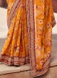 Yellow Organza Saree With Floral Prints