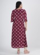 Wine Kurti In Crepe Silk With Fancy Print