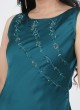 Rama Green Festive A-Line Kurti In Satin Silk