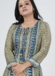 Light Green Kurti In Crepe Silk With Fancy Print