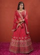 Graceful Red Embroidered Silk Bridal Lehenga Choli