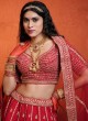 Royal Red Embroidered Designer Silk Bridal Lehenga Choli