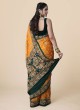 Mustard Yellow and Green Gajji Silk Gahrchola Saree