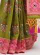 Zig Zag Printed Silk Fabric Saree For Wedding