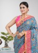 Traditional Peacock Blue Silk Saree For Wedding