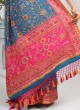 Traditional Peacock Blue Silk Saree For Wedding