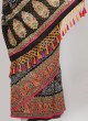 Black Bandhani Printed Silk Saree with Colorful Embroidered Border