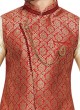 Brocade Silk Nehru Jacket In Cream Color