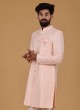 Silk Embroidered Indowestern Set In Peach Color