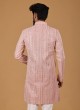 Pink Art Silk Indowestern For Men