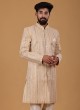 Mustard Yellow Readymade Asymmetric Indowestern Set