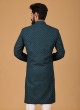 Wedding Wear Green And Cream Indowestern For Men