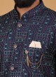 Navy Blue Stylish Indowestern For Men