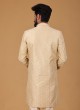 Thread Work Silk Indowestern In Golden Cream Color