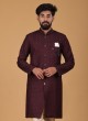 Stylish Wine Indowestern In Art Silk Fabric