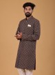 Brown Sequins Work Indowestern For Men